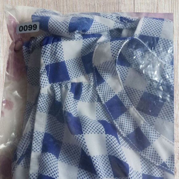 Pixley Sleeveless Checkered  Lightweight Casual Top Size Medium blue/wht - Picture 5 of 8